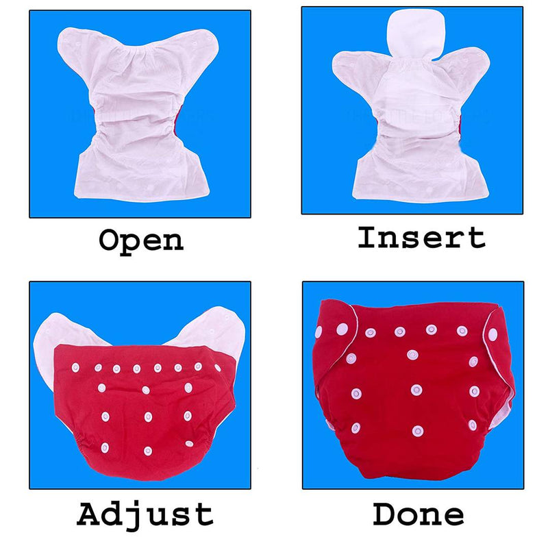 Adjustable Cloth Diaper Nappy With Bamboo Charcoal Diaper Liners Insert Pads For Kids I Age 0-2 Years