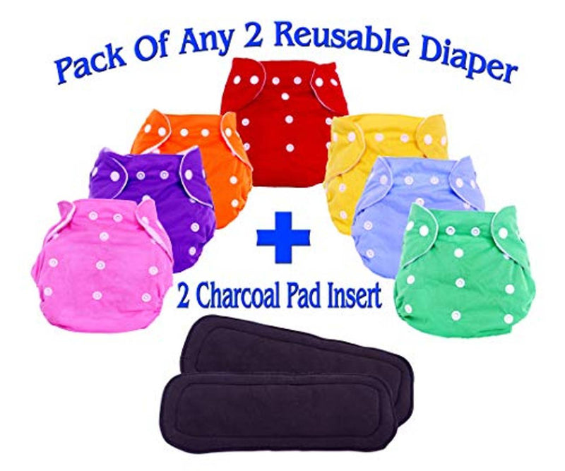 Adjustable Cloth Diaper Nappy With Bamboo Charcoal Diaper Liners Insert Pads For Kids I Age 0-2 Years