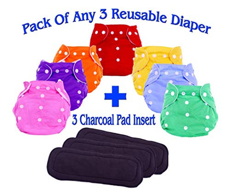 Adjustable Cloth Diaper Nappy With Bamboo Charcoal Diaper Liners Insert Pads For Kids I Age 0-2 Years