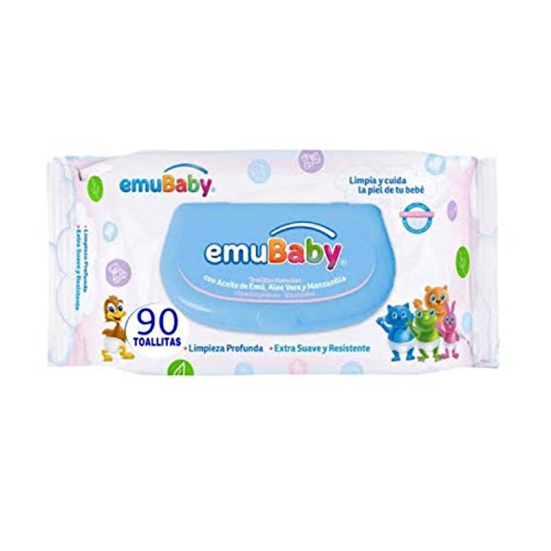 Sensitive Cotton Wipes With Flip Top Cleansing Anti Bacterial Travel Pack Paraben (90 EMU Wipes in One Pack) - Set of 2)