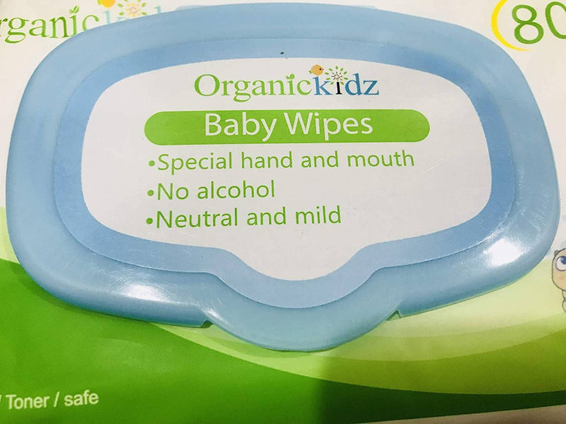 Organic Kidz Baby Wipes Kids Baby Wipes Paraben Free Flip top Baby Wet Wipes Pack of 2 (80pcs+80pcs)