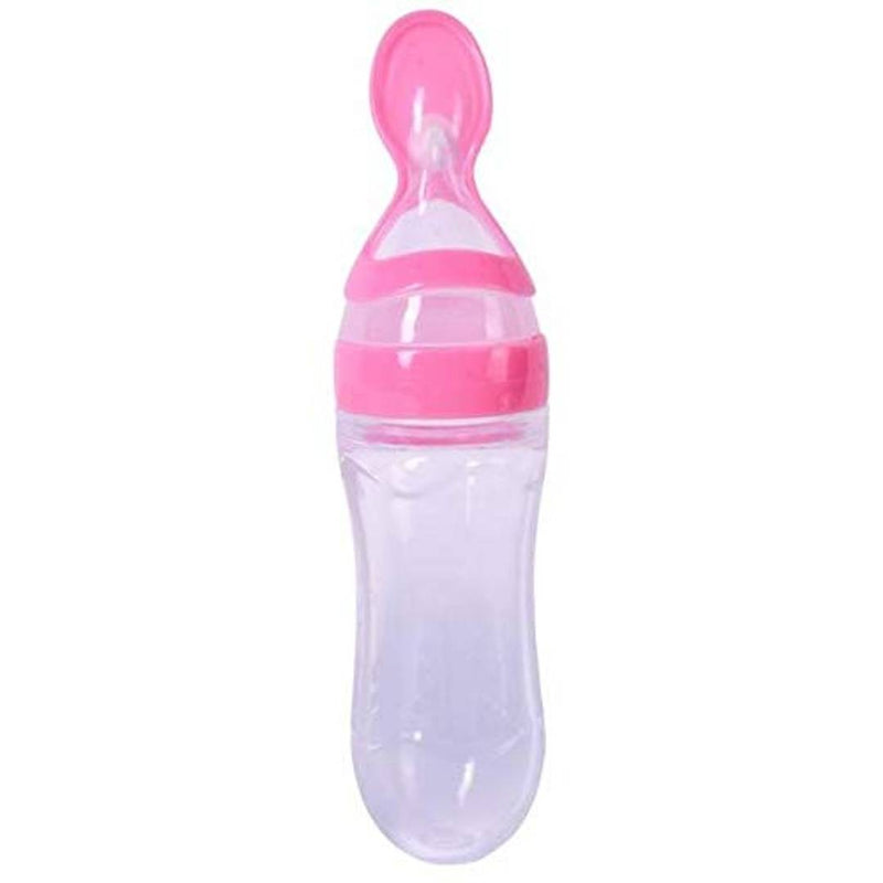 Infant Baby Squeezy Food Grade Silicone Bottle Feeder With Soft Silicon Baby Feeding (90 ml)