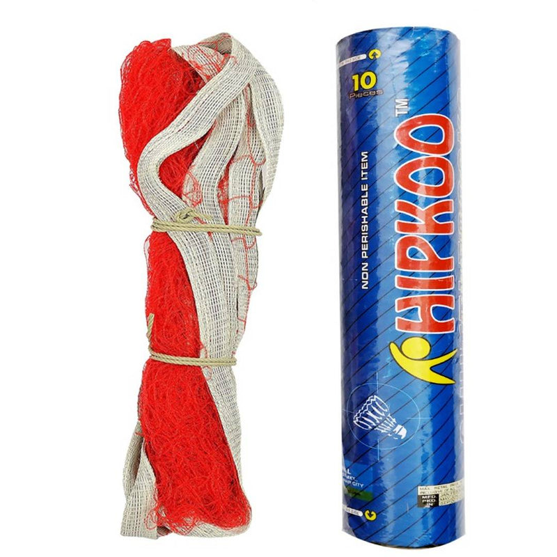 Hipkoo Sports Good Material Badminton Combo (Shuttlecock Pack Of 10 With Net)