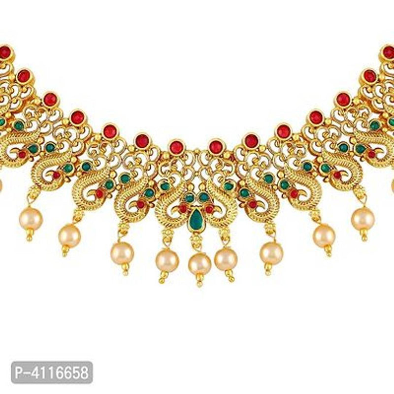 Fashionable Gold Plated Choker Style Necklace Set For Women