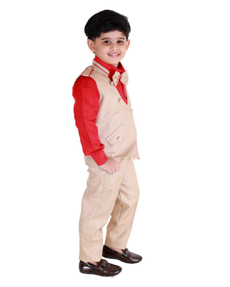 3 Piece Suit Set with Bow-Tie, Shirt, Trousers and Waistcoat for Kids and Boys