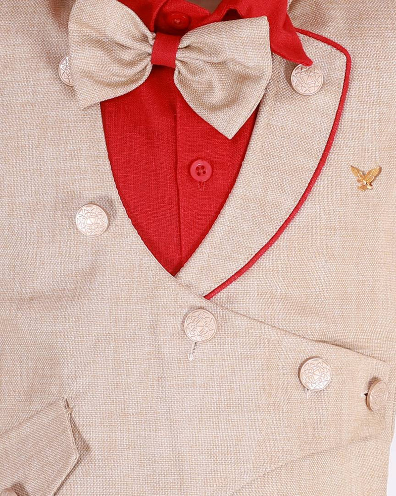 3 Piece Suit Set with Bow-Tie, Shirt, Trousers and Waistcoat for Kids and Boys