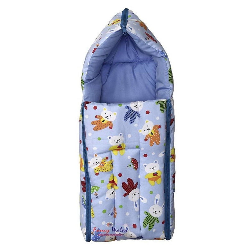New Born Baby Cotton Fabric Baby Hooded Blanket Cum Wrapping Sleeping Bag