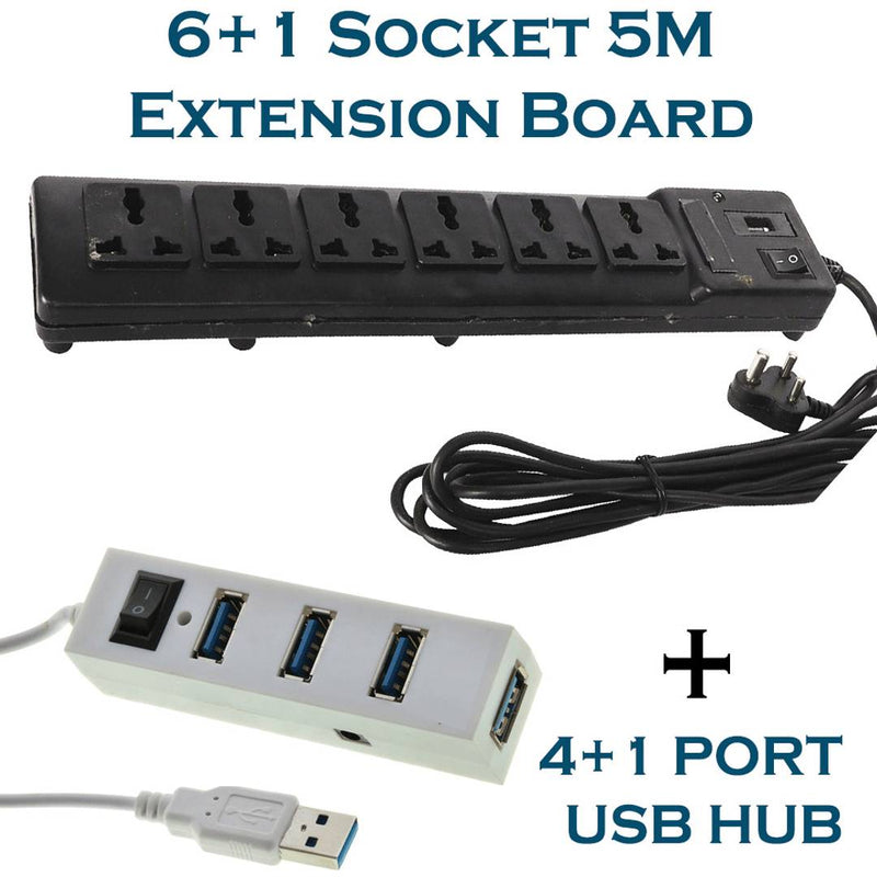 Xclusive Plus Extension Board 5 Metre Wire + USB Hub 4 Port Combo