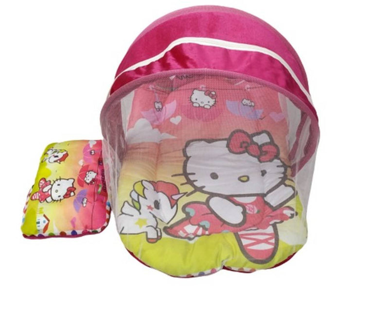 Hello Kitty Digital Printed Soft and Comfortable New Born Baby Bedding Set with Protective Mosquito Net and Pillow(0-9 MONTHS BABY)