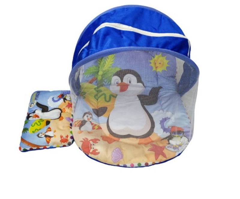 Surfing Penguin Digital Printed Soft and Comfortable New Born Baby Bedding Set with Protective Mosquito Net and Pillow(0-9 MONTHS BABY)