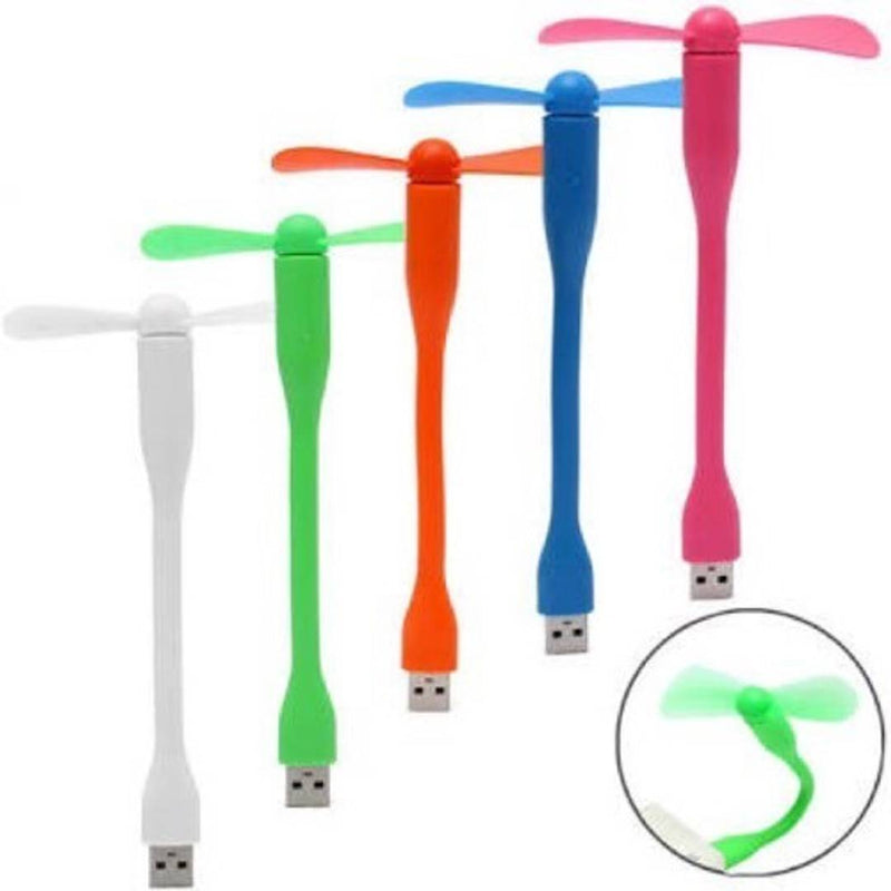 KSJ Portable and Flexible USB Fan (Assorted Colors)- Pack of 3