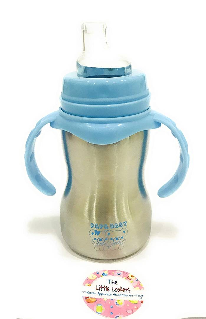 Stainless Steel Newborn Baby (2 in 1) Sipper/Feeding Bottle | Steel Feeder Cum Sipper (Blue, 290 ML)
