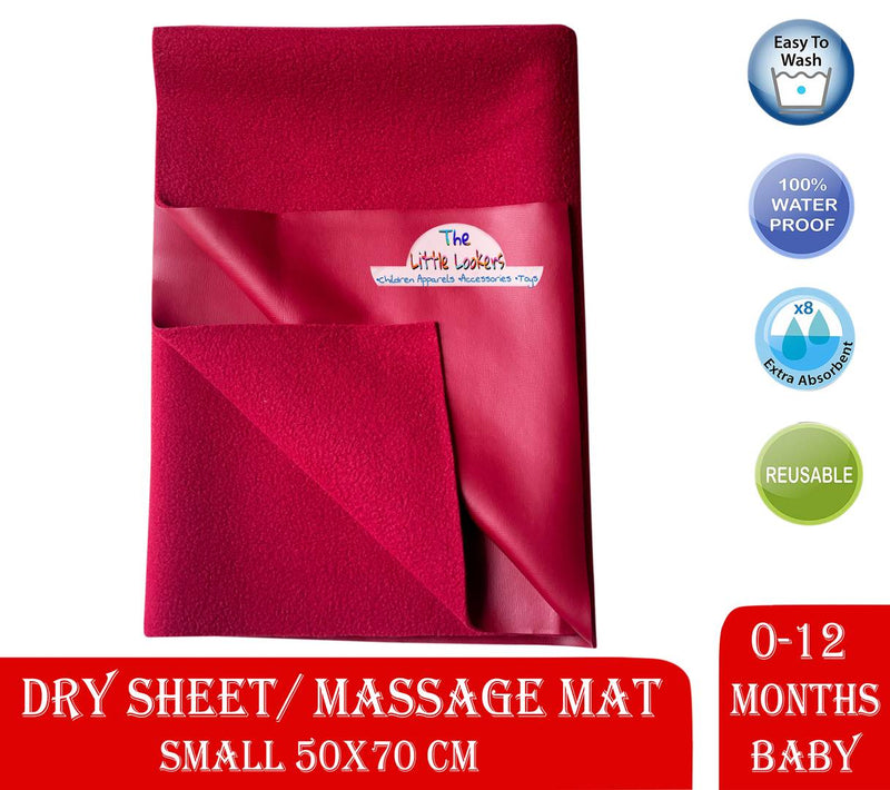 Dry,Waterproof & Reusable Sheets for Baby (Small, Maroon & Dark Pink - Pack of 2)