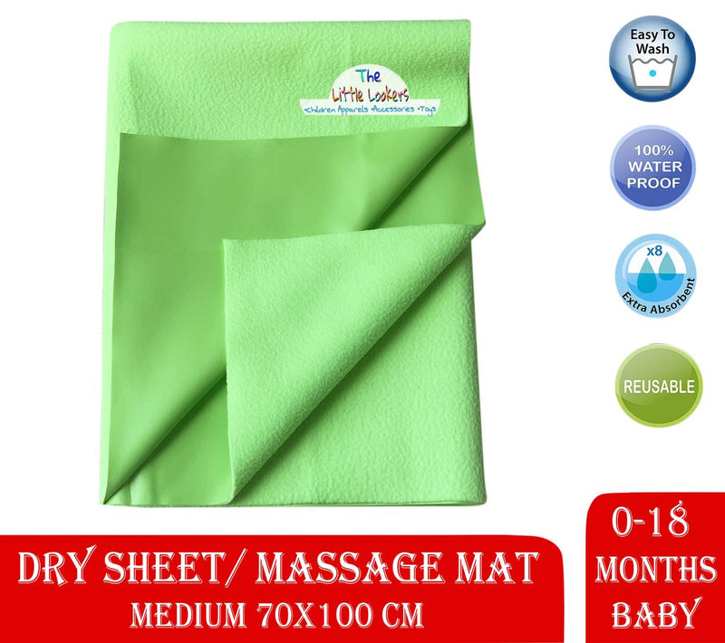 Dry,Waterproof & Reusable Sheets for Baby (Medium, Red & Green - Pack of 2)
