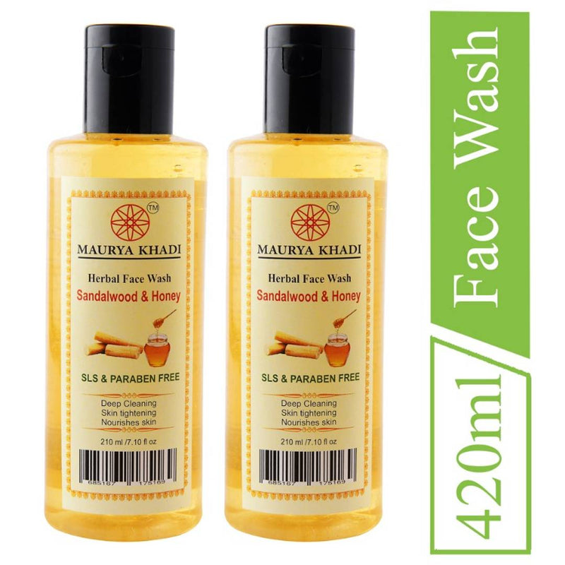 Maurya Khadi Sandalwood & Honey Face Wash, SLS Paraben Free, 210ml Pack of 1