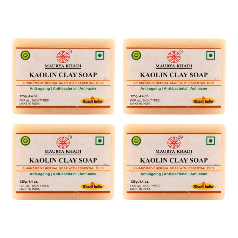 Maurya Khadi Handmade Kaolin Clay Soap With Essential Oils Pack Of 4