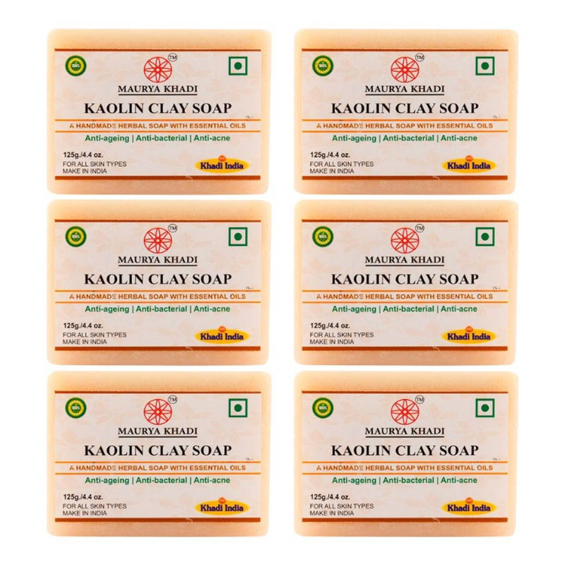Maurya Khadi Handmade Kaolin Clay Soap With Essential Oils Pack Of 6