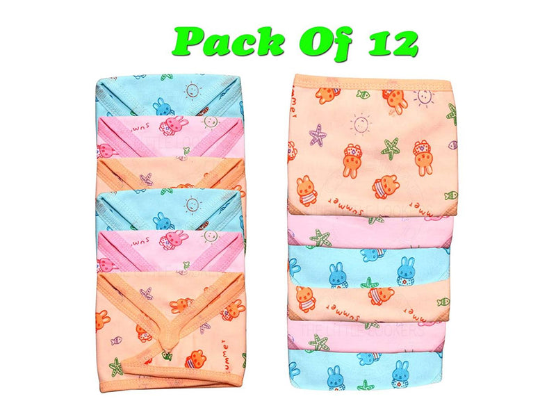 Baby Super Soft Reusable Cotton Hosiery Nappies/Langot/Cloth Diaper (0-6 Months (Printed), Pack of 12)