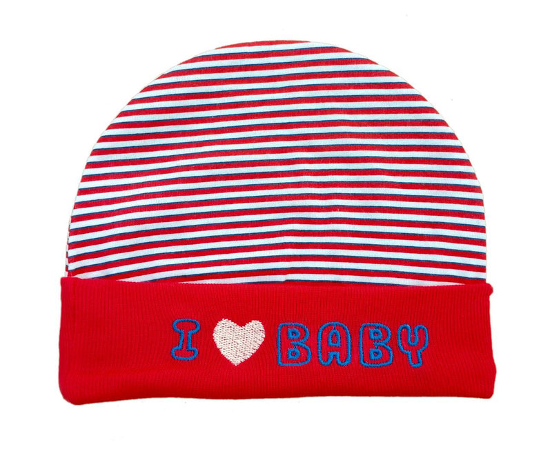 Baby Unisex Mitten Cotton Cap and Booty Set (Red & Navy Blue) - Pack of 2