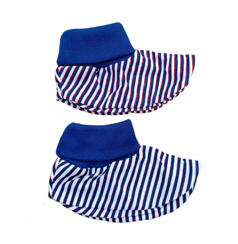 Baby Unisex Mitten Cotton Cap and Booty Set (Red & Navy Blue) - Pack of 2