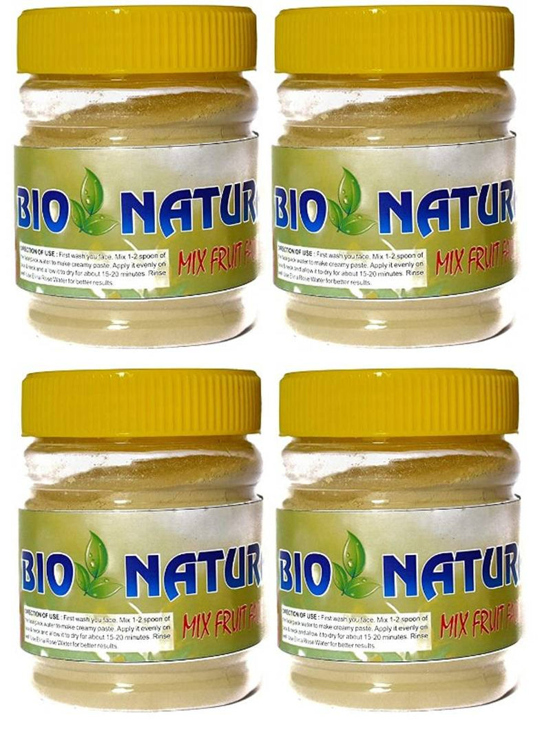 Bio Natural Premium 100% Organic Mix Fruit Face Pack for Whitening & Depigmentation Set of 4 (100X4=400g)