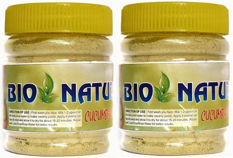 Bio Natural Premium 100% Organic Cucumber Face Pack for Glowing skin Anti Aging Set of 2 (100X2=200g)