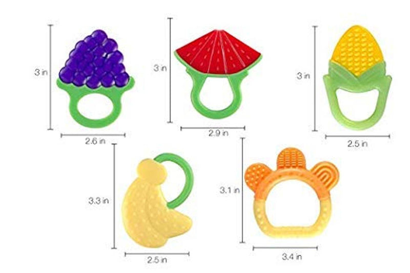 Combo Silicone Fruit Shape Teether for Baby/Toddlers/Infants/Children (Pack of 2)