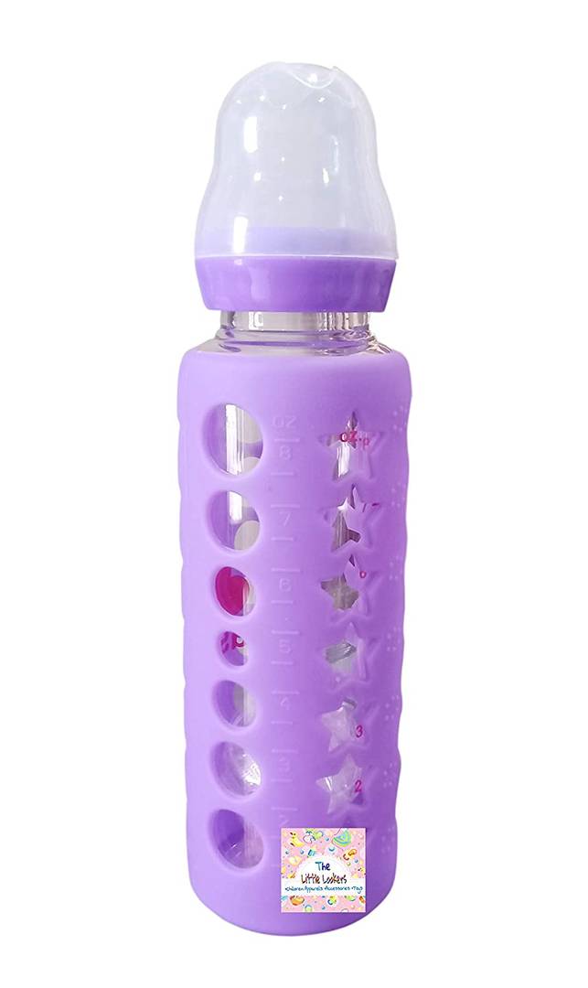 Baby Feeding Bottle Silicone Warmer Cover/Sleeve Holder/Insulated Protection for New-borns/Infants/Babies (Pack of 1) (Purple, 240 ML)