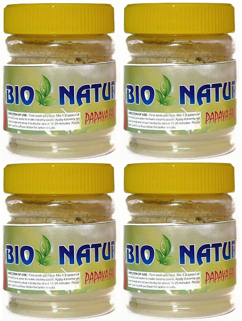 Bio Natural Premium 100% Organic Papaya Face Pack for Glowing Skin, Anti-Marks & Spots Removal, Pigmentation Set of 4 (100X4=400g)