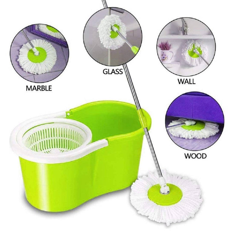 360 Degree Spin Bucket Mop with 1 Refills and 180 Degree Bendable Handle for All Type of Floors ( Multicolored-You may receive different colored Product  )