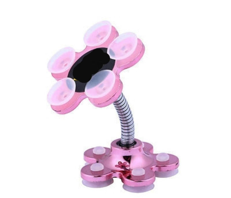 VIP Sucker Stand For Cell Phone Metal Mobile Holder 360° Rotatable (Pink)