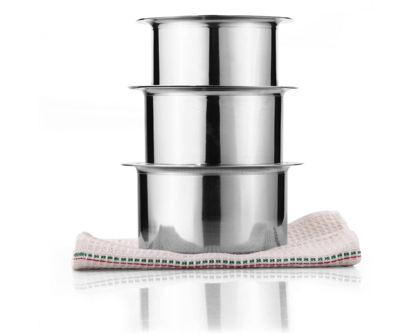 3 pcs Flat Bottom top with steel lid (10x12)