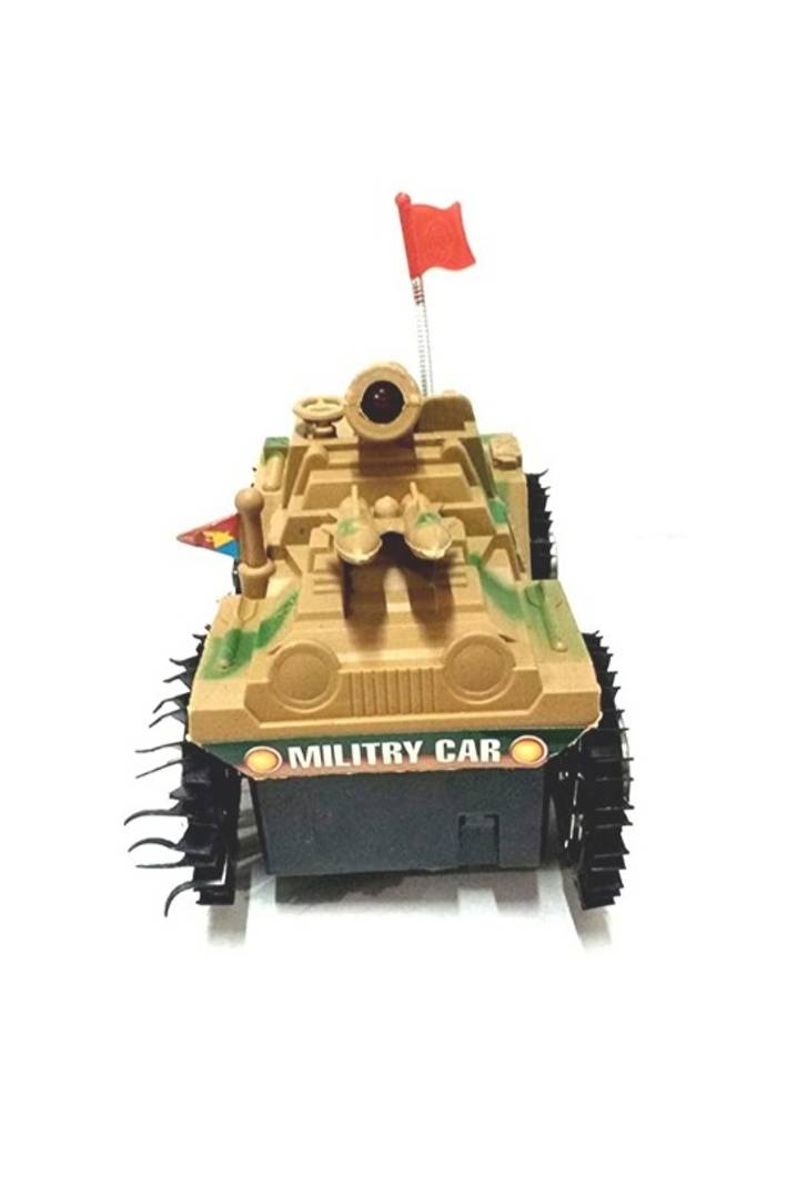 JNT Battery Operated Military Shade Tumbling Tank Action Stunt Car with Red Top Flashing Light Features Toys for Kids (Battery not Included)
