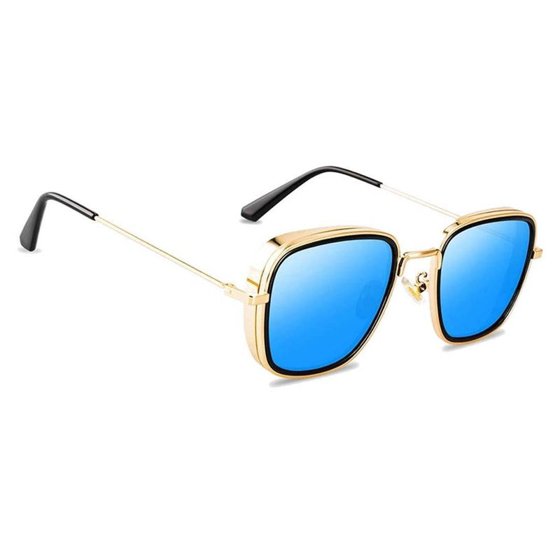 Must Have Stylish Sunglasses For Men & Boys (Golden-Blue-Mirror)