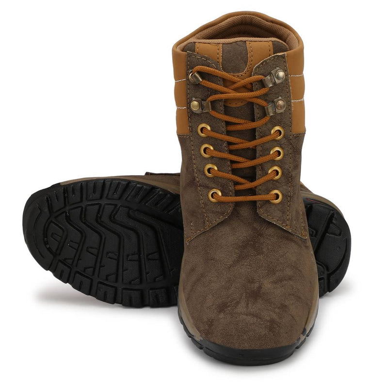 Popular leatherette Tan Brown Heavy Duty Lace-Ups Military High Ankle Length Casual Long Boots