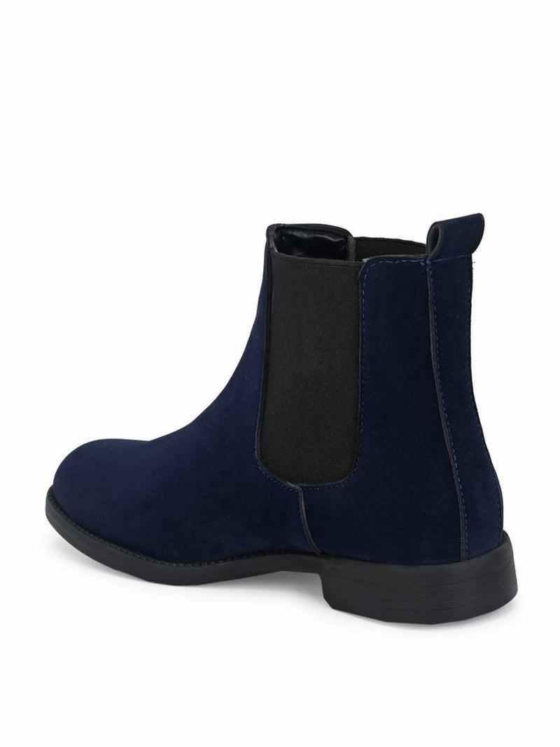 Men's Blue Suede & PU Outdoor Chelsea Boots