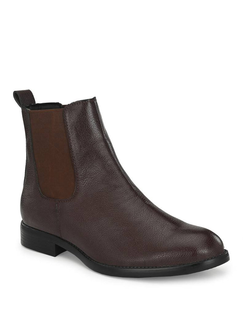 Men's Brown PU & Synthetic Outdoor Chelsea Boots