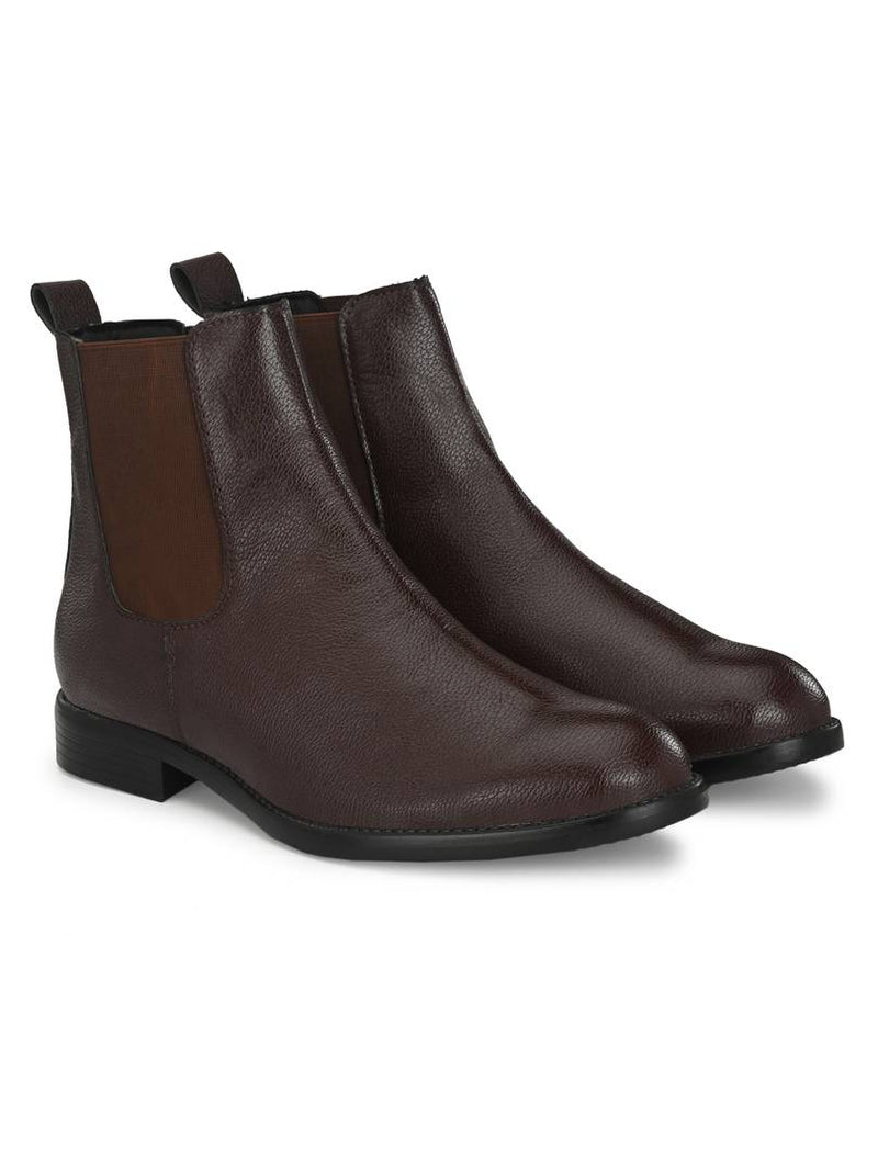Men's Brown PU & Synthetic Outdoor Chelsea Boots