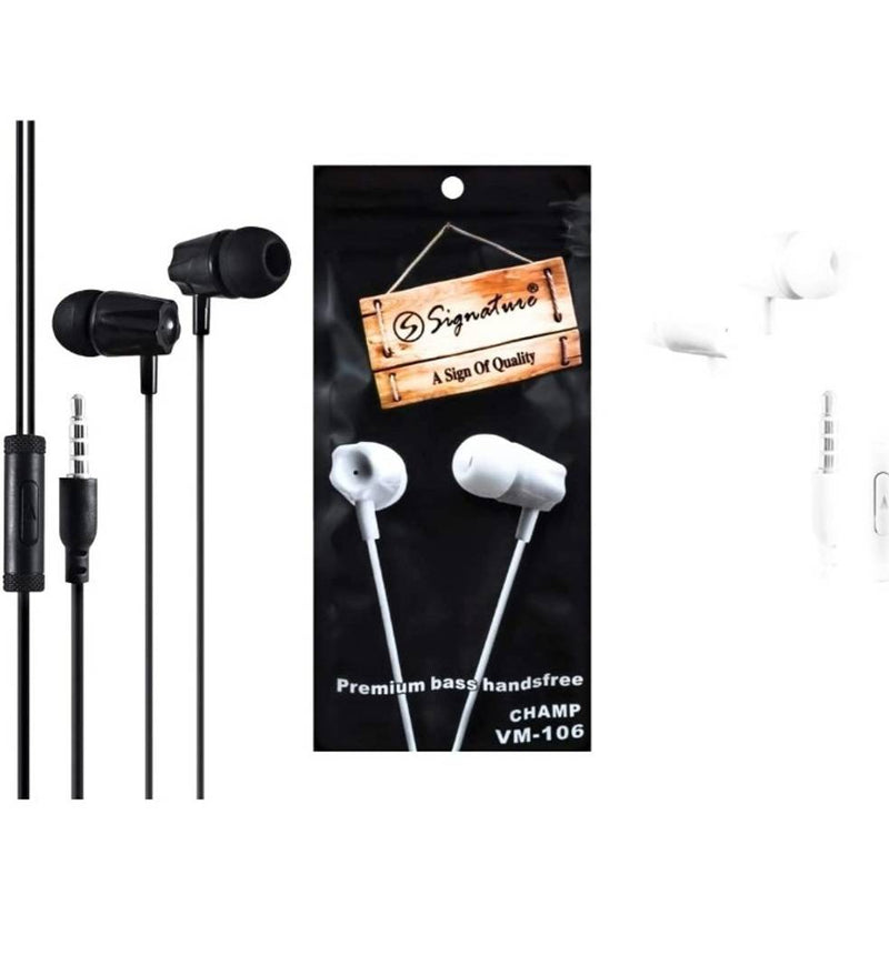 Signature wired in ear earphone- 1 pcs ( black or white)