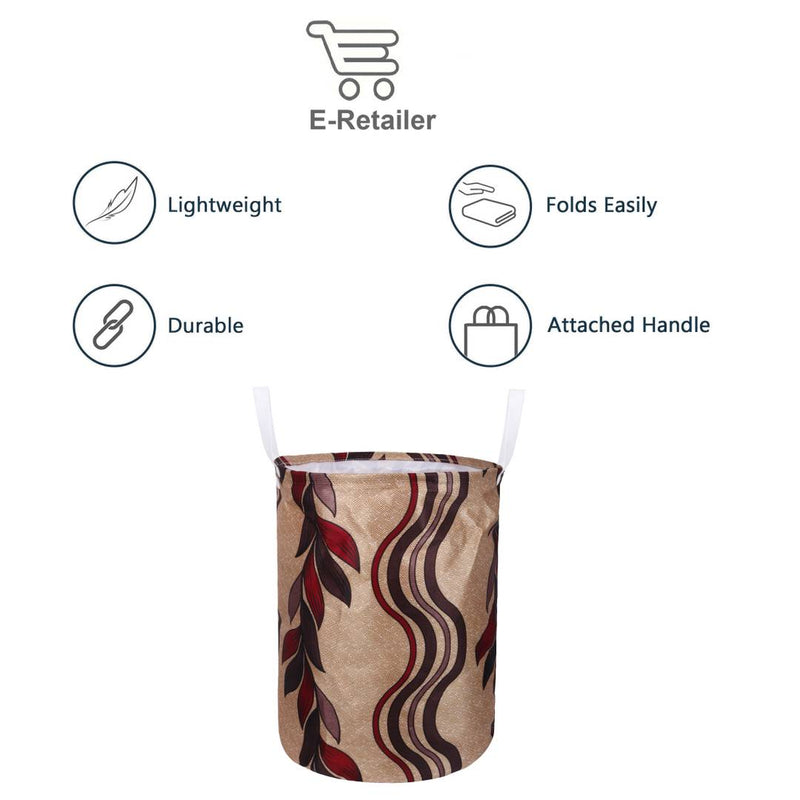 Modern Golden Polyester Printed Folding Round Laundry Bag