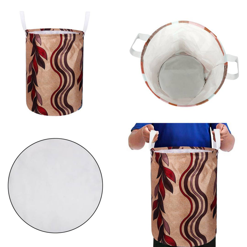 Modern Golden Polyester Printed Folding Round Laundry Bag