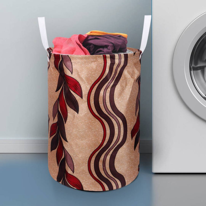 Modern Golden Polyester Printed Folding Round Laundry Bag