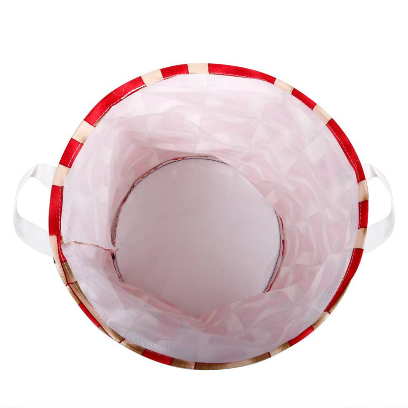 Modern Red Polyester Printed Folding Round Laundry Bag