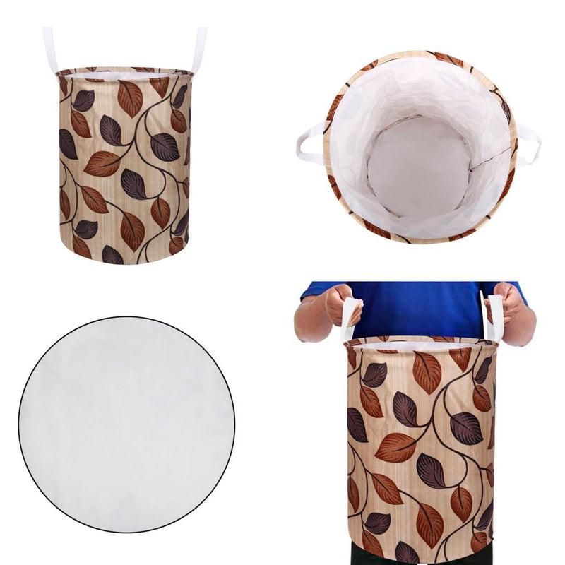 Modern Brown Polyester Printed Folding Round Laundry Bag