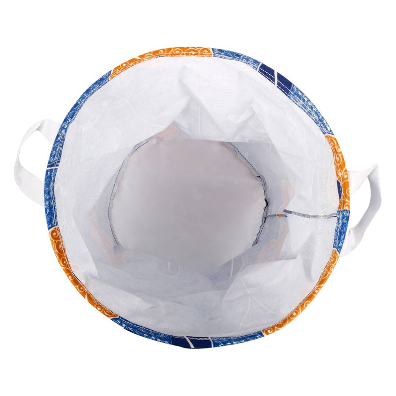 Modern Blue Polyester Printed Folding Round Laundry Bag