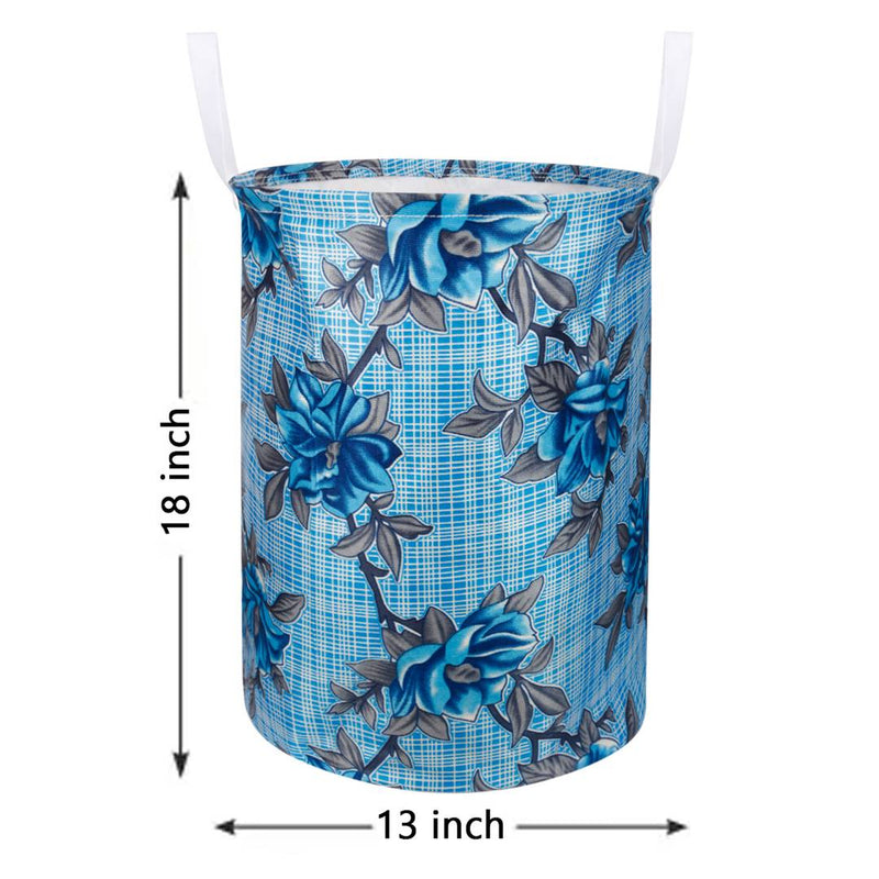 Modern Blue Polyester Printed Folding Round Laundry Bag