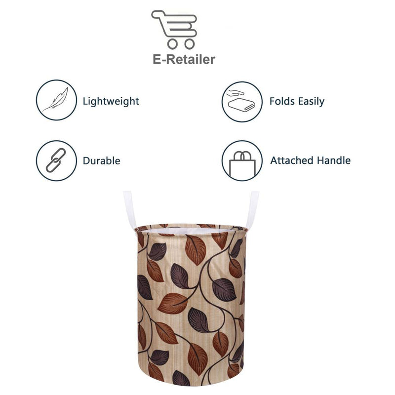 Modern Brown Polyester Printed Folding Round Laundry Bag