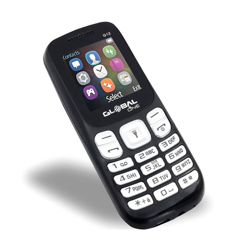 Global G12 keypad Mobile Phone with 2 Sim Card Slot & Memory Card Slot Display with 320 x 240 Pixels Resolution - Black