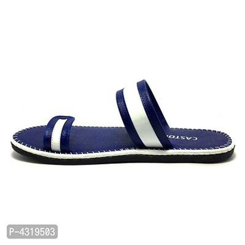 Alluring Blue Synthetic Leather Solid Slip-On Slippers For Men