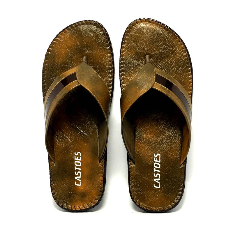 Alluring Brown Synthetic Leather Solid Slip-On Slippers For Men